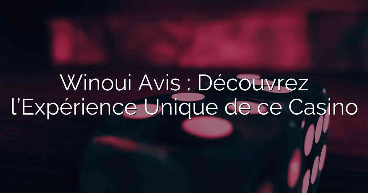 Winoui Avis : Découvrez l’Expérience Unique de ce Casino